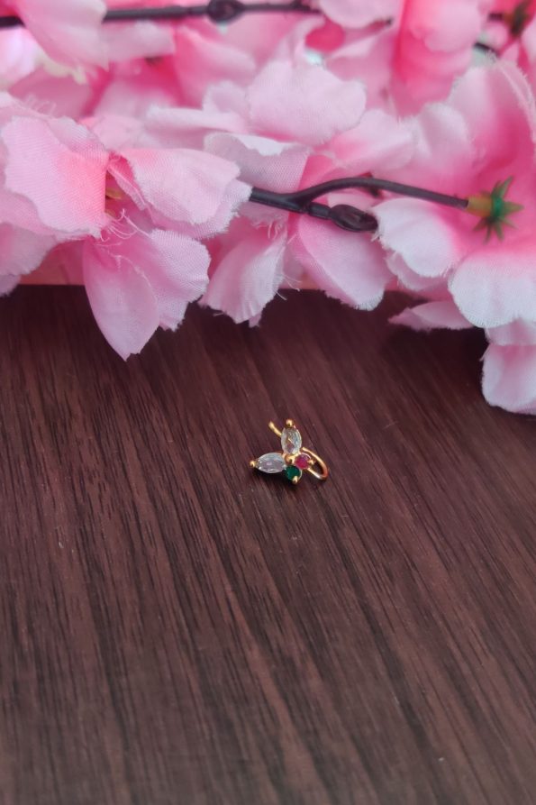 Butterfly Design Multi Stone Nosepin